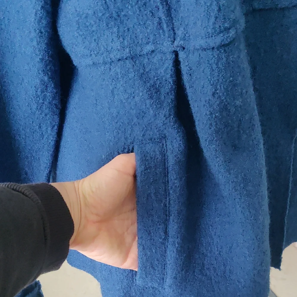 Monterey Bay 100% Wool Women's Blue Double-Breasted Jacket Sz 10